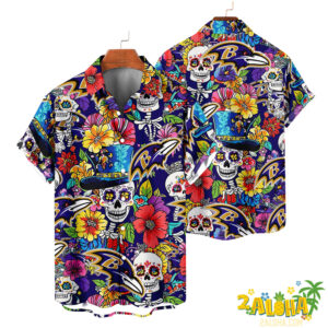 Baltimore Ravens | Cinco de Mayo Day of the Dead Mexican Skull Chest Hawaiian Shirt