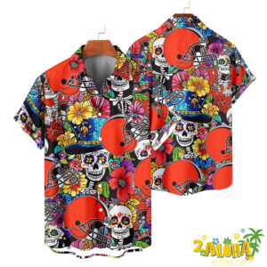 Cleveland Browns | Cinco de Mayo Day of the Dead Mexican Skull Chest Hawaiian Shirt