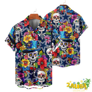 Dallas Cowboys | Cinco de Mayo Day of the Dead Mexican Skull Chest Hawaiian Shirt