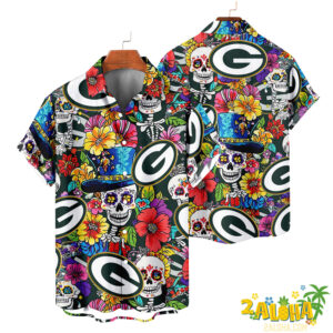 Green Bay Packers | Cinco de Mayo Day of the Dead Mexican Skull Chest Hawaiian Shirt