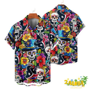 Houston Texans | Cinco de Mayo Day of the Dead Mexican Skull Chest Hawaiian Shirt