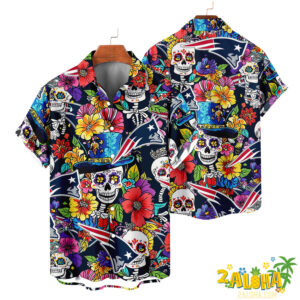 New England Patriots | Cinco de Mayo Day of the Dead Mexican Skull Chest Hawaiian Shirt