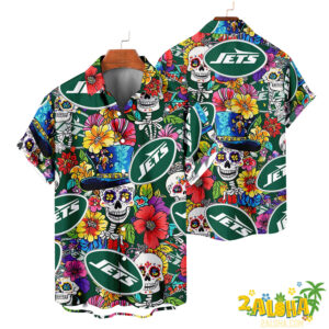 New York Jets | Cinco de Mayo Day of the Dead Mexican Skull Chest Hawaiian Shirt