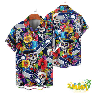 Seattle Seahawks | Cinco de Mayo Day of the Dead Mexican Skull Chest Hawaiian Shirt