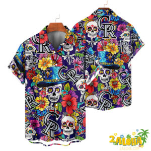 Colorado Rockies | Cinco de Mayo Day of the Dead Mexican Skull Chest Hawaiian Shirt