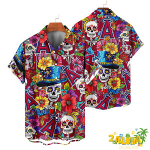 Los Angeles Angels | Cinco de Mayo Day of the Dead Mexican Skull Chest Hawaiian Shirt