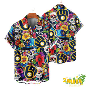 Milwaukee Brewers | Cinco de Mayo Day of the Dead Mexican Skull Chest Hawaiian Shirt