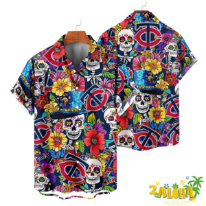Minnesota Twins | Cinco de Mayo Day of the Dead Mexican Skull Chest Hawaiian Shirt