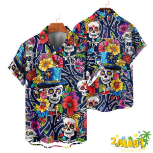 New York Yankees | Cinco de Mayo Day of the Dead Mexican Skull Chest Hawaiian Shirt