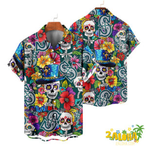 Seattle Mariners | Cinco de Mayo Day of the Dead Mexican Skull Chest Hawaiian Shirt