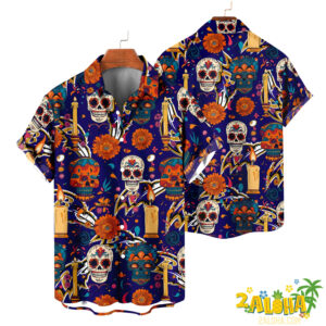 Baltimore Ravens | Cinco de Mayo Day of the Dead Mexican Skull Guitar Hawaiian Shirt V2