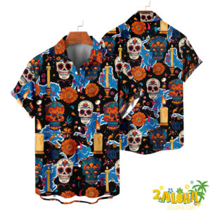 Detroit Lions | Cinco de Mayo Day of the Dead Mexican Skull Guitar Hawaiian Shirt V2