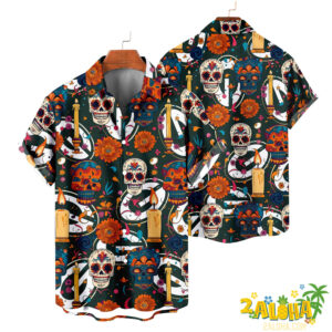 Green Bay Packers | Cinco de Mayo Day of the Dead Mexican Skull Guitar Hawaiian Shirt V2