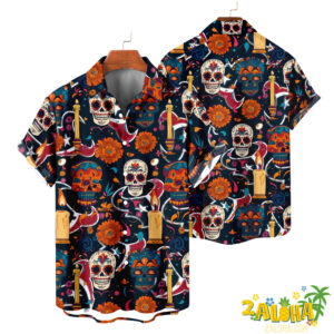 Houston Texans | Cinco de Mayo Day of the Dead Mexican Skull Guitar Hawaiian Shirt V2
