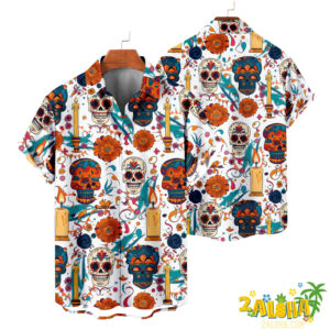 Miami Dolphins | Cinco de Mayo Day of the Dead Mexican Skull Guitar Hawaiian Shirt V2