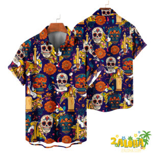 Minnesota Vikings | Cinco de Mayo Day of the Dead Mexican Skull Guitar Hawaiian Shirt V2