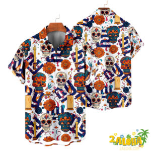 New York Giants | Cinco de Mayo Day of the Dead Mexican Skull Guitar Hawaiian Shirt V2