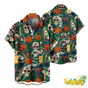 New York Jets | Cinco de Mayo Day of the Dead Mexican Skull Guitar Hawaiian Shirt V2