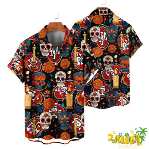 San Francisco 49ers | Cinco de Mayo Day of the Dead Mexican Skull Guitar Hawaiian Shirt V2