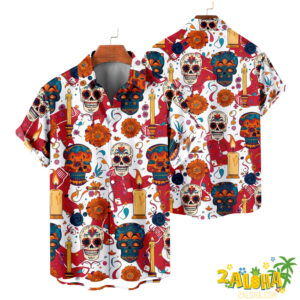 Boston Red Sox | Cinco de Mayo Day of the Dead Mexican Skull Guitar Hawaiian Shirt V2