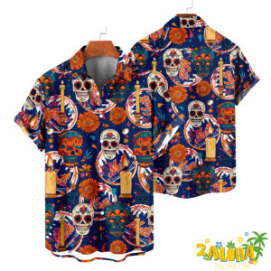 New York Mets | Cinco de Mayo Day of the Dead Mexican Skull Guitar Hawaiian Shirt V2