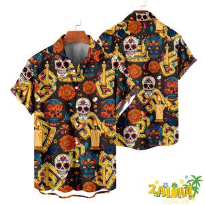 San Diego Padres | Cinco de Mayo Day of the Dead Mexican Skull Guitar Hawaiian Shirt V2