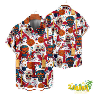 Texas Rangers | Cinco de Mayo Day of the Dead Mexican Skull Guitar Hawaiian Shirt V2