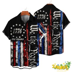 Moisture-Wicking American Flag 1776 Independence Day Holiday Hawaiian Shirt