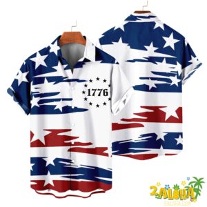 Moisture-Wicking American Independence Day Holiday Hawaiian Shirt