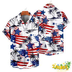 Moisture-Wicking "1776 Independence Day Declaration" American Flag Holiday Hawaiian Shirt