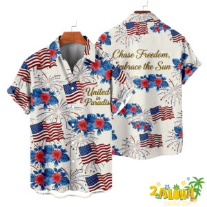 Moisture-Wicking "1776 Independence Day Declaration" American Flag Holiday Hawaiian Shirt