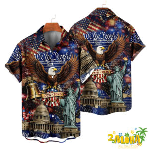 Moisture-Wicking U.S. Independence Day Flag Themed Holiday Hawaiian Shirt