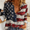 Vintage Distressed American Flag Women’s Casual Shirt