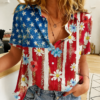 American Flag Floral Women’s Casual Shirt